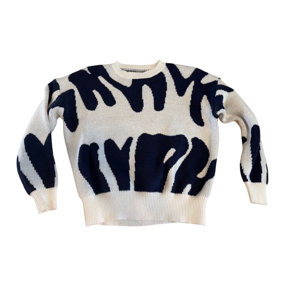 Shein Statement Sweater‎ Trendy Pattern Knit Pullover Crew Neck Size Medium - Picture 1 of 5